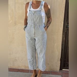 Abercrombie and Fitch Striped Blue Overalls